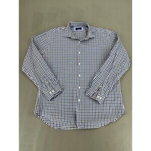 Esquire Mens Slim Fit Non Iron Dress Shirt Gingham Checkered Size 17 34/35